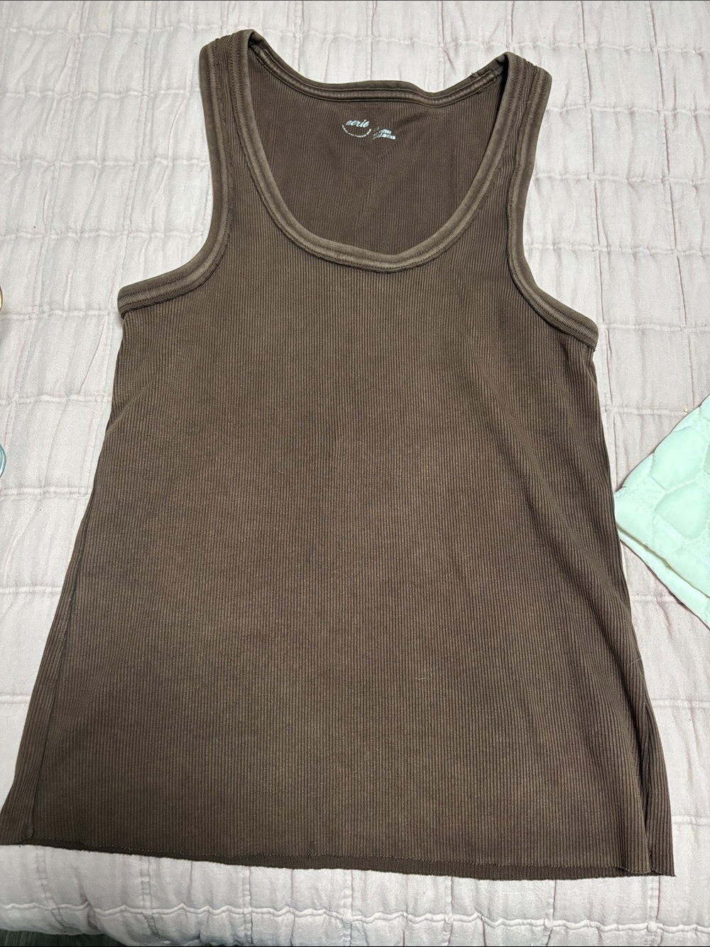 aerie Brown Ribbed Tank Top